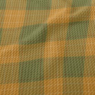 Green And Orange Two-tone Chec Birdseye Piqué