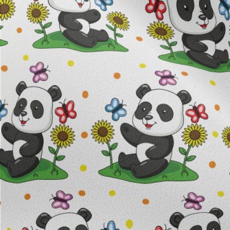 Cartoon Panda Teasing Butterfl Chiffon