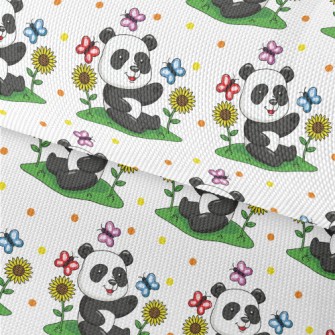 Cartoon Panda Teasing Butterfl Waterproof Oxford