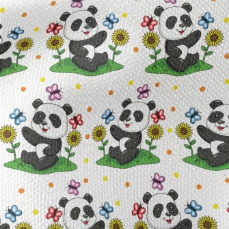Cartoon Panda Teasing Butterfl Waterproof Canvas