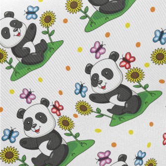 Cartoon Panda Teasing Butterfl Twill