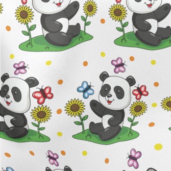 Cartoon Panda Teasing Butterfl Stretch Ponte