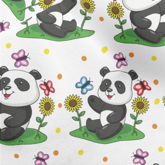 Cartoon Panda Teasing Butterfl Micro Fleece