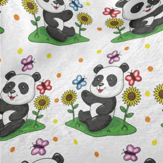 Cartoon Panda Teasing Butterfl Minky