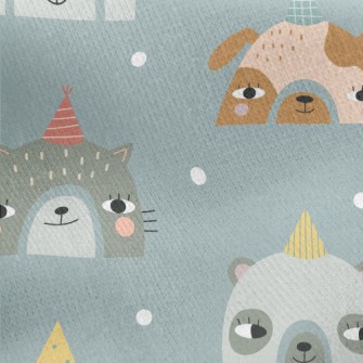 Party Hat Animals Jersey Backed Fleece