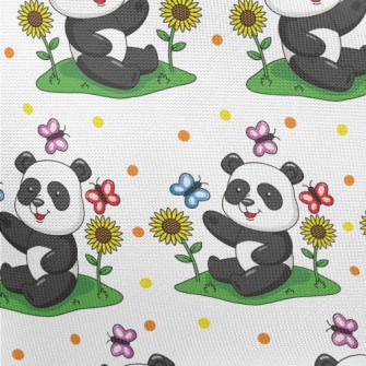 Cartoon Panda Teasing Butterfl Pongee