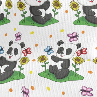 Cartoon Panda Teasing Butterfl Stretch Jersey
