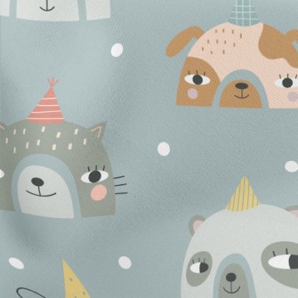Party Hat Animals Lightweight Cotton Poplin