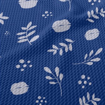 Leaves And Flowers Silhouettes Birdseye Piqué