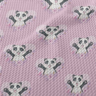Happy Cartoon Panda Birdseye Piqué