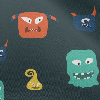 Hand Drawn Monster Pattern Chiffon