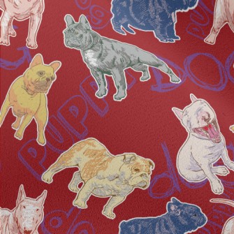 Hand Drawn Puppy Doodle Chiffon