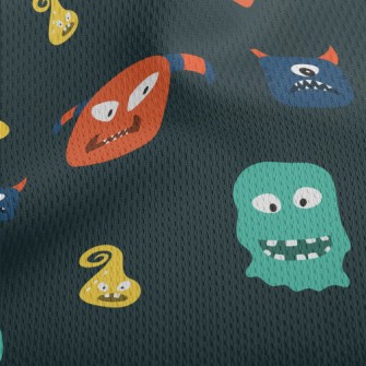Hand Drawn Monster Pattern Athletic Mesh Flat Back