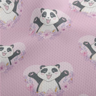 Happy Cartoon Panda Athletic Mesh Flat Back
