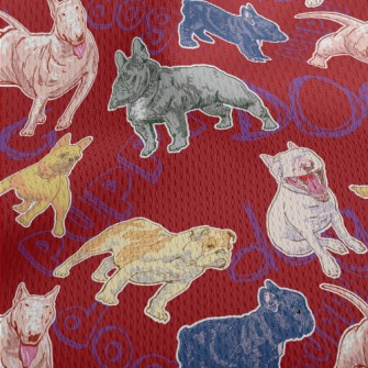 Hand Drawn Puppy Doodle Athletic Mesh Flat Back