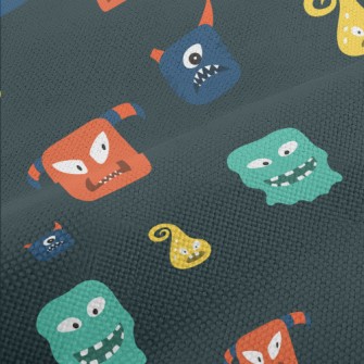 Hand Drawn Monster Pattern Performance Linen