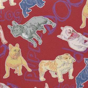 Hand Drawn Puppy Doodle Twill