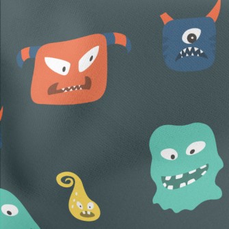 Hand Drawn Monster Pattern Stretch Ponte