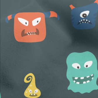 Hand Drawn Monster Pattern Micro Fleece