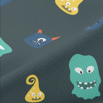 Hand Drawn Monster Pattern Piqué