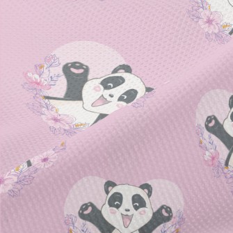 Happy Cartoon Panda Piqué