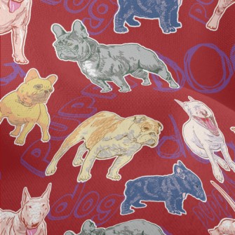 Hand Drawn Puppy Doodle Lightweight Performance Linen