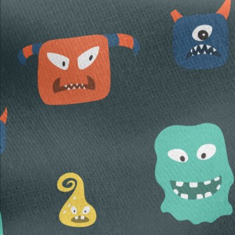 Hand Drawn Monster Pattern Jersey Backed Fleece