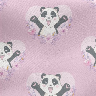 Happy Cartoon Panda Jersey Backed Fleece