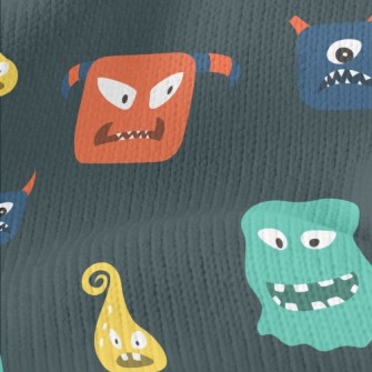 Hand Drawn Monster Pattern Stretch Jersey