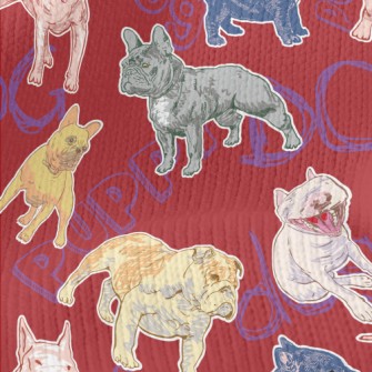 Hand Drawn Puppy Doodle Stretch Jersey