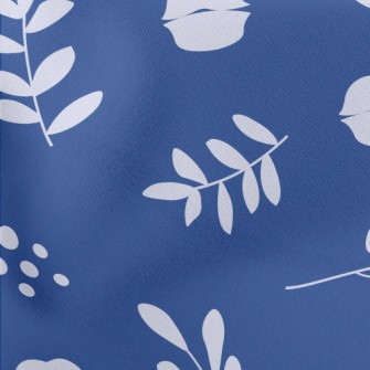Leaves And Flowers Silhouettes Lightweight Cotton Poplin
