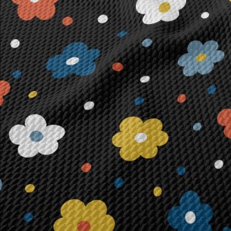 Colorful Polka Dot Flowers Birdseye Piqué