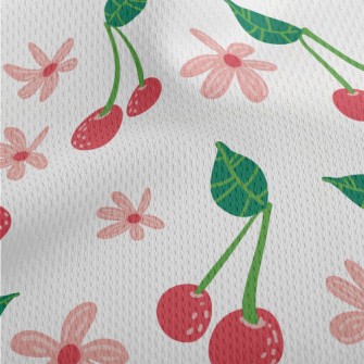 Cute Cherry Flowers Athletic Mesh Flat Back