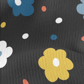 Colorful Polka Dot Flowers Stretch Jersey