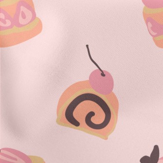 Cherry Roll Strawberry Cake Lightweight Cotton Poplin