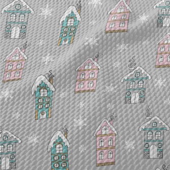 English Cottage In The Snow Birdseye Piqué