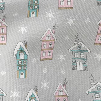 English Cottage In The Snow Waterproof Canvas
