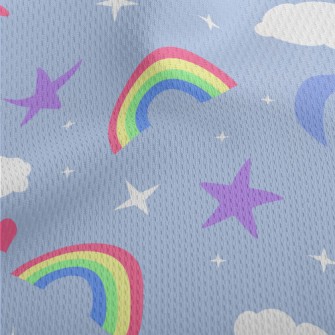 Shining Stars Moon Clouds Athletic Mesh Flat Back