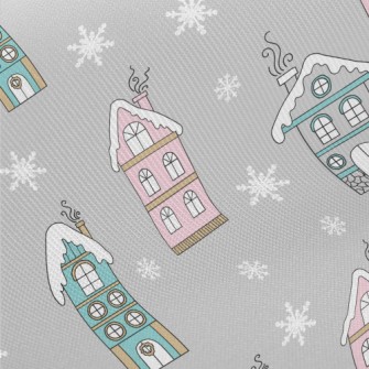 English Cottage In The Snow Twill