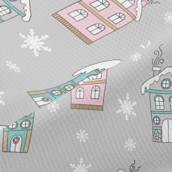 English Cottage In The Snow Piqué
