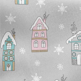 English Cottage In The Snow Jersey Backed Fleece