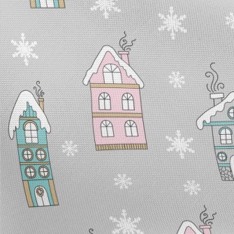 English Cottage In The Snow Pongee