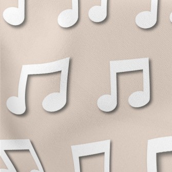 Simple White Musical Note Lightweight Cotton Poplin