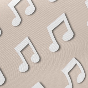 Simple White Musical Note Midweight Cotton Poplin