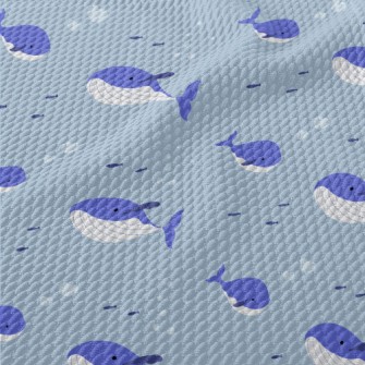 Whale Family Undersea Birdseye Piqué