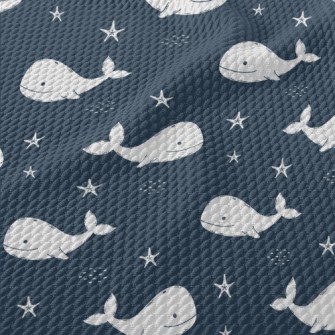White Hand Drawn Whale Birdseye Piqué