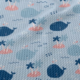 Happy Cartoon Whale Birdseye Piqué