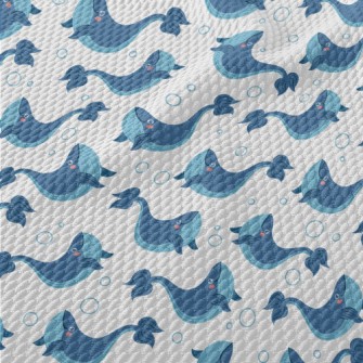 Lively And Cute Whale Birdseye Piqué