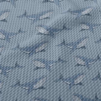 Hand Drawn Unique Whale Birdseye Piqué