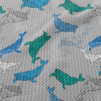 Artistic Hand Drawn Whale Birdseye Piqué